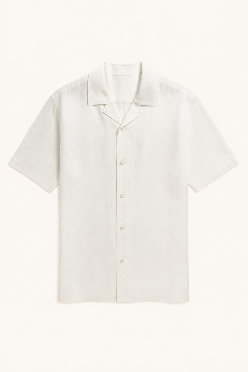 Linen Camp Collar Shirt front view